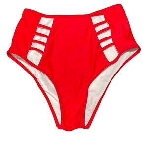 CUPSHE red high-waisted bikini bottoms in women’s size small